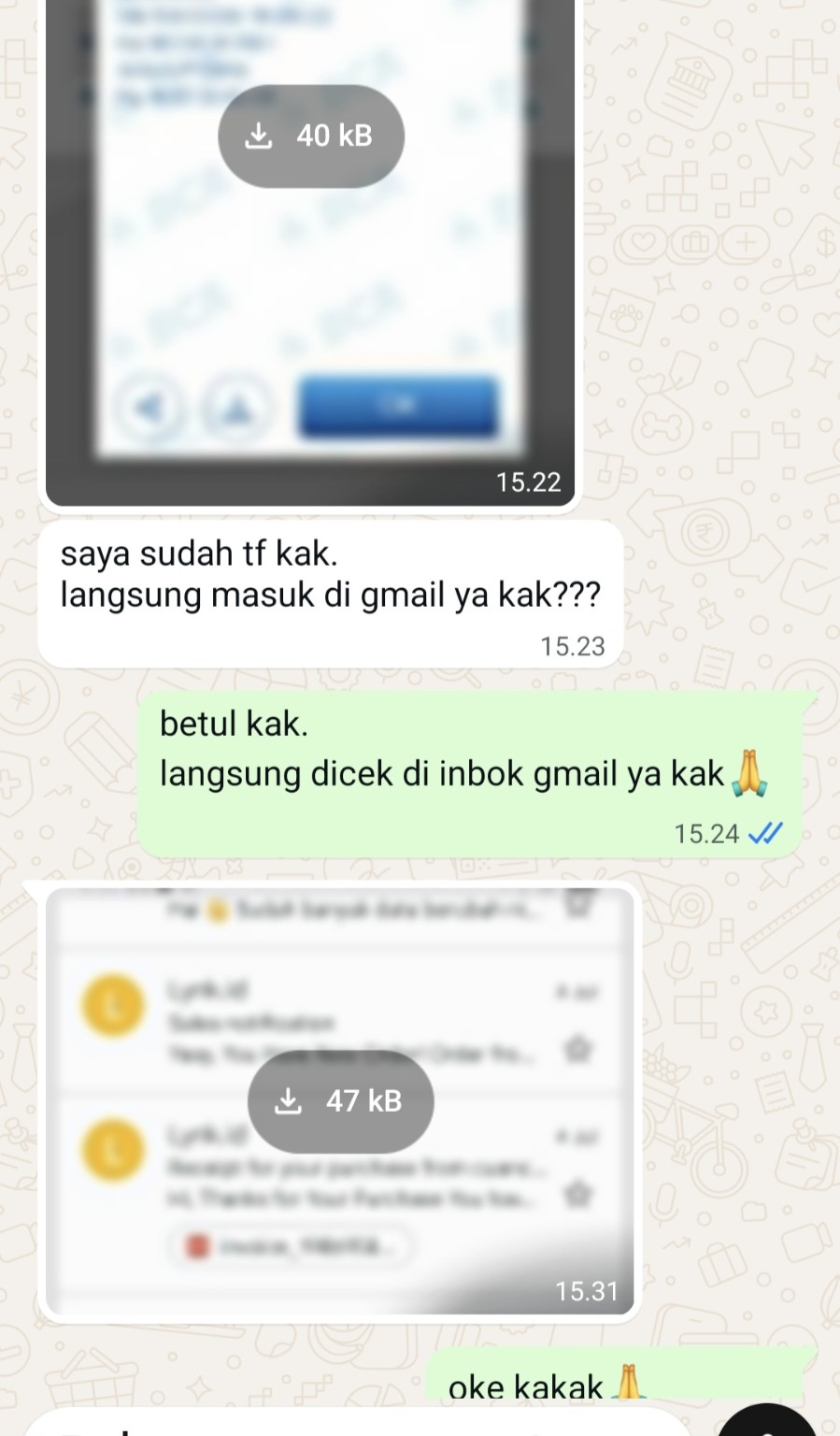 Screenshot WhatsApp testimoni pelanggan 2