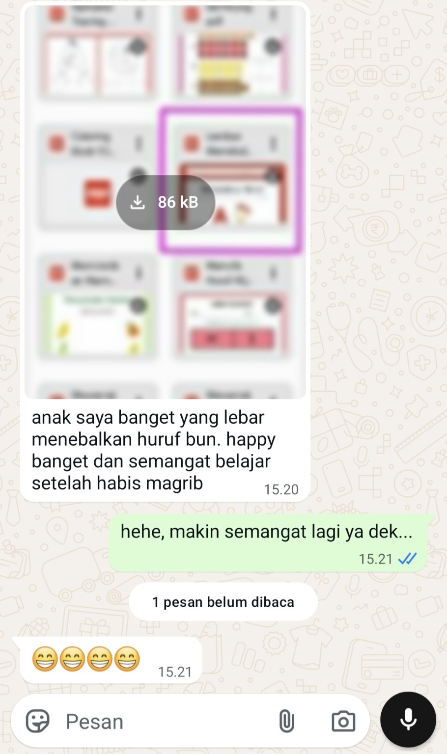 Screenshot WhatsApp testimoni pelanggan 3