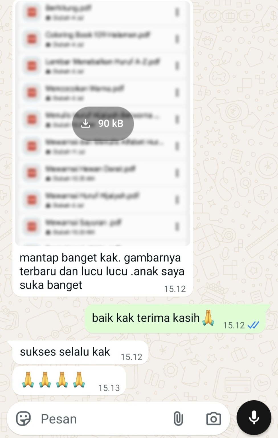 Screenshot WhatsApp testimoni pelanggan 4
